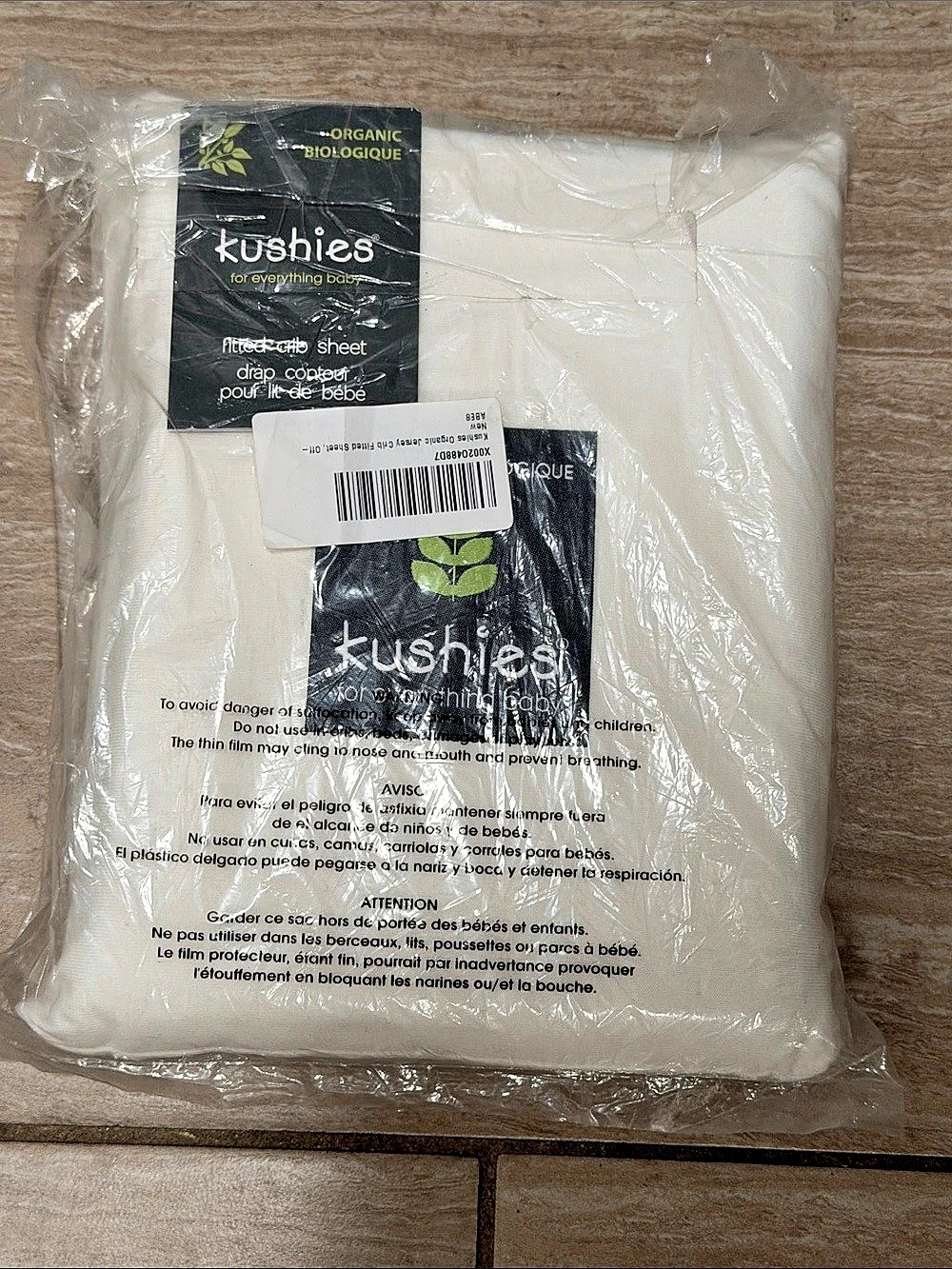 Kushies Organic Jersey Crib Fitted Sheet off White